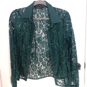 Lace button down top